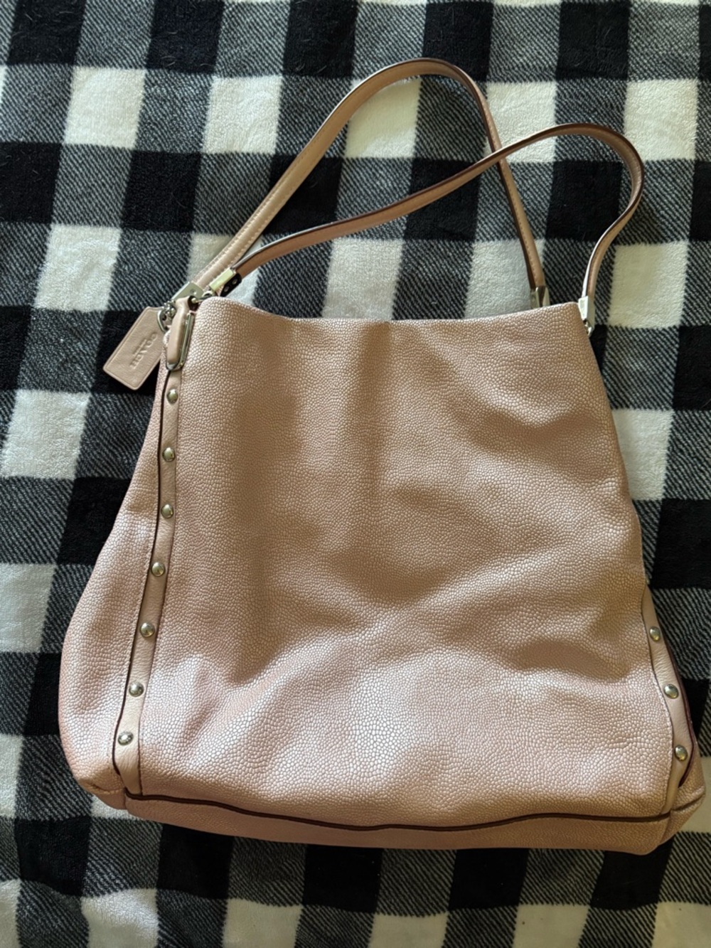 Coach Pebbled Leather Shoulder Bag in Dusty Rose